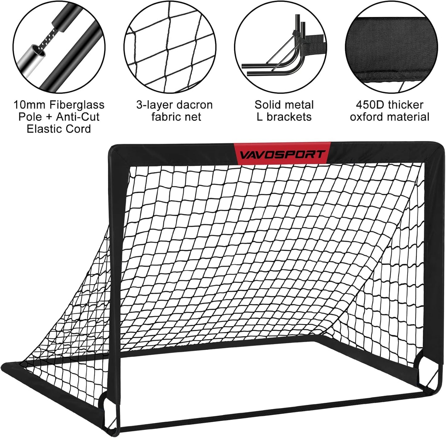 Kids Soccer Goals for Backyard Set of 2,Soccer Training Equipment | 4'X3'/5'X3'/7'X5' Portable Soccer Goal, Pop up Toddler Soccer Net with Soccer Ball, Soccer for Kids and Youth Games, Sports