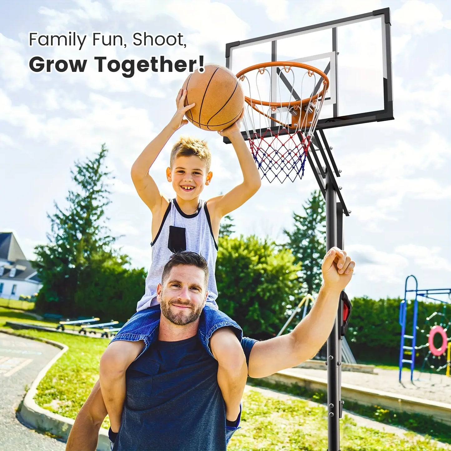 【Summer Sale】Dayago Portable Basketball Hoop System - 8.5 FT Height-Adjustable Goal with 33" Backboards, Wheels, Ideal for Children'S Training Equipment, Driveway & Indoor/Outdoor Play, Adults