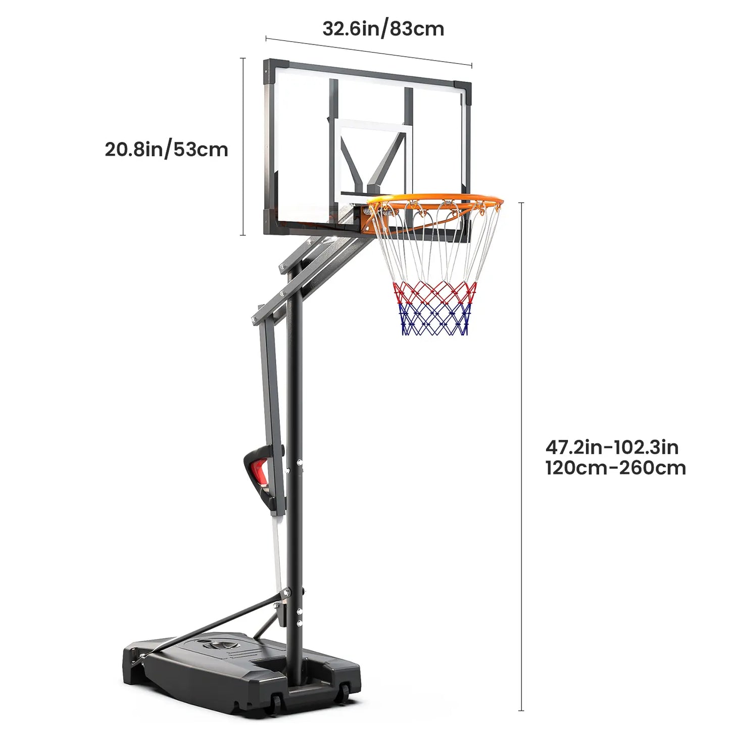 【Summer Sale】Dayago Portable Basketball Hoop System - 8.5 FT Height-Adjustable Goal with 33" Backboards, Wheels, Ideal for Children'S Training Equipment, Driveway & Indoor/Outdoor Play, Adults