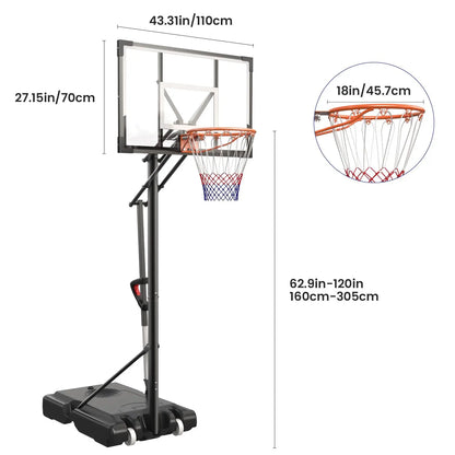【Summer Sale】Dayago Portable Basketball Hoop System - 8.5 FT Height-Adjustable Goal with 33" Backboards, Wheels, Ideal for Children'S Training Equipment, Driveway & Indoor/Outdoor Play, Adults