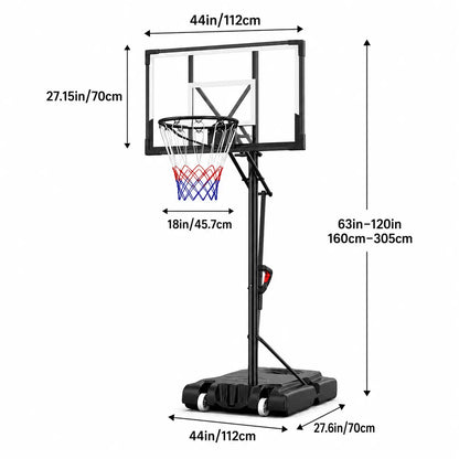 【Summer Sale】Dayago Portable Basketball Hoop System - 8.5 FT Height-Adjustable Goal with 33" Backboards, Wheels, Ideal for Children'S Training Equipment, Driveway & Indoor/Outdoor Play, Adults
