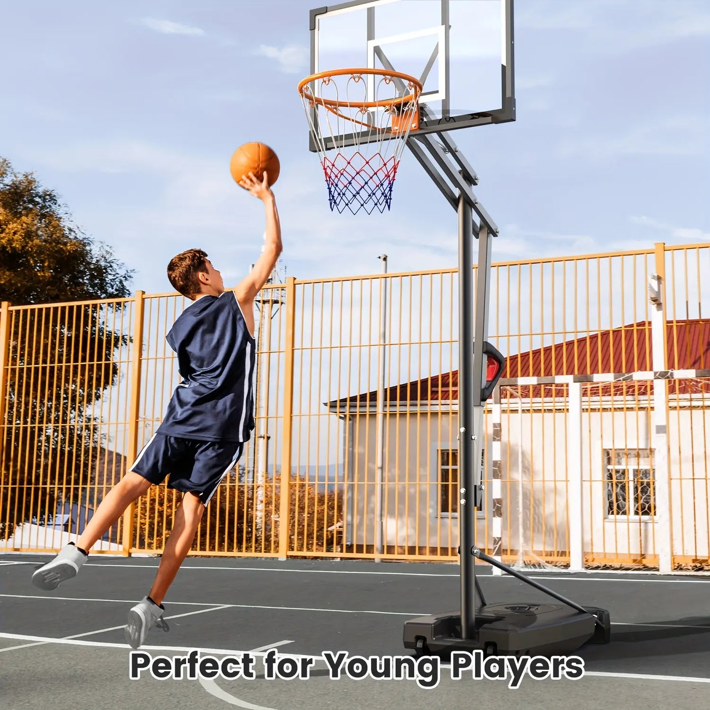 【Summer Sale】Dayago Portable Basketball Hoop System - 8.5 FT Height-Adjustable Goal with 33" Backboards, Wheels, Ideal for Children'S Training Equipment, Driveway & Indoor/Outdoor Play, Adults