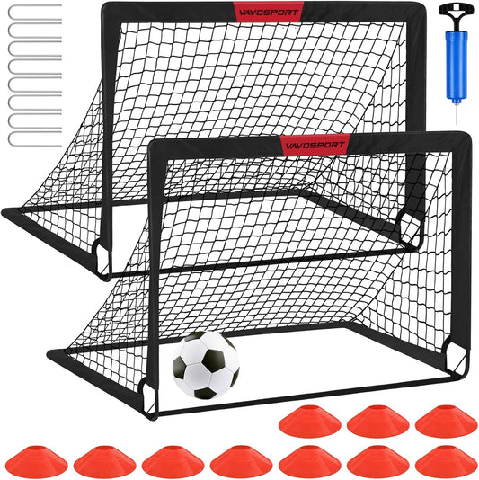 Kids Soccer Goals for Backyard Set of 2,Soccer Training Equipment | 4'X3'/5'X3'/7'X5' Portable Soccer Goal, Pop up Toddler Soccer Net with Soccer Ball, Soccer for Kids and Youth Games, Sports