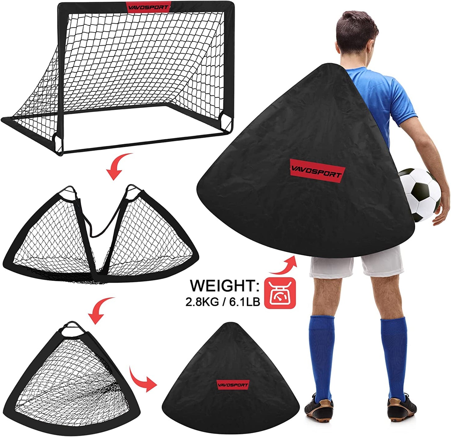 Kids Soccer Goals for Backyard Set of 2,Soccer Training Equipment | 4'X3'/5'X3'/7'X5' Portable Soccer Goal, Pop up Toddler Soccer Net with Soccer Ball, Soccer for Kids and Youth Games, Sports