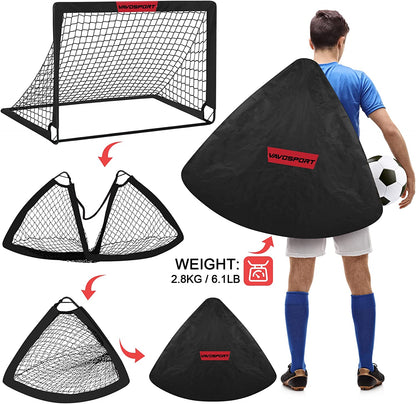 Kids Soccer Goals for Backyard Set of 2,Soccer Training Equipment | 4'X3'/5'X3'/7'X5' Portable Soccer Goal, Pop up Toddler Soccer Net with Soccer Ball, Soccer for Kids and Youth Games, Sports