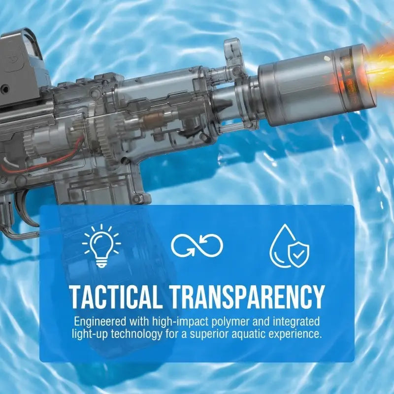 Electric Water Gun, Automatic High-Speed Squirt Gun with LED Lights, Outdoor Beach Water Toy for Adults & Kids, Water Squirt Guns
